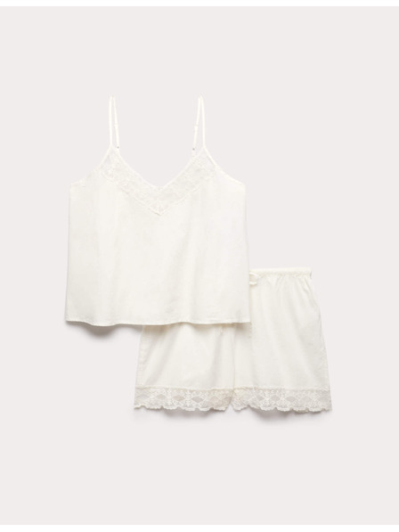 Marks & Spencer Set aus Hemdchen und Hose mit Spitze aus reiner Baumwolle Marks & Spencer creme