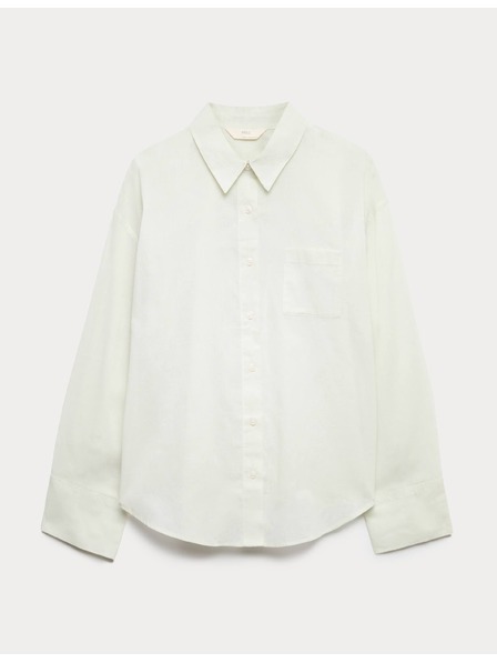 Marks & Spencer Gestreiftes Pyjama-Shirt aus reiner Baumwolle mit Kragen Marks & Spencer grün