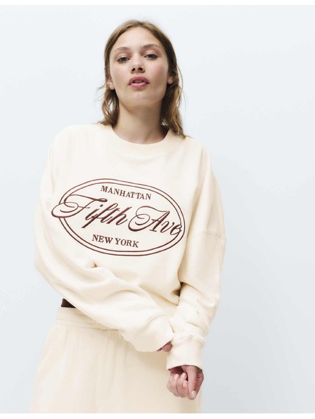 Marks & Spencer Sweatshirt mit hohem Baumwollanteil, mit Stickerei und sichtbaren Nähten Marks & Spencer creme