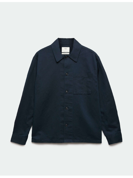 Marks & Spencer Hemdenjacke in normaler Passform aus Leinen- und Baumwollmischung Marks & Spencer Marineblau