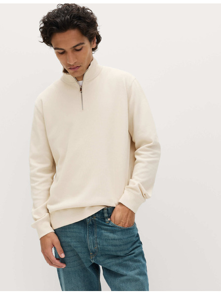 Marks & Spencer Doppelt gestrickter Reißverschluss-Hoodie mit hohem Baumwollanteil Marks & Spencer cremefarben