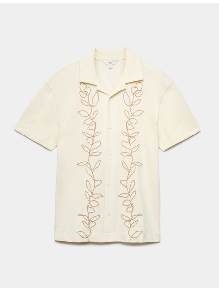 Marks & Spencer Bestickte Kurzarmhemd aus reiner Baumwolle Marks & Spencer cremefarben