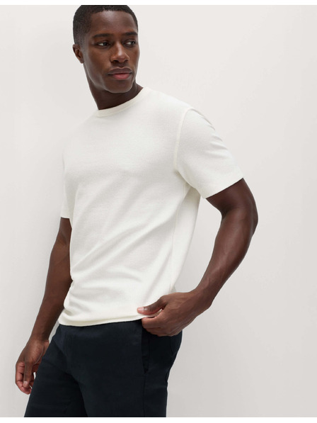 Marks & Spencer Lockeres T-Shirt aus Baumwollmischung mit Struktur Marks & Spencer cremefarben