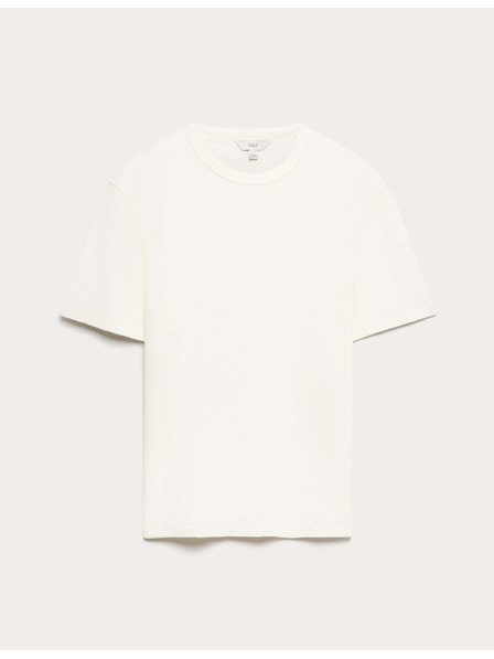 Marks & Spencer Lockeres T-Shirt aus Baumwollmischung mit Struktur Marks & Spencer cremefarben