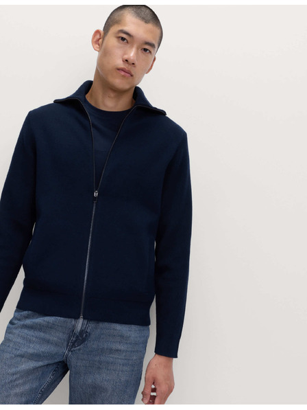 Marks & Spencer Pullover mit Reißverschluss und Mailänder Muster aus Baumwollmischung Marks & Spencer Marineblau