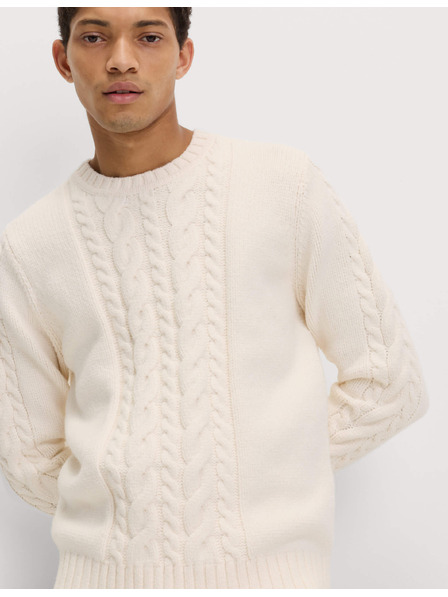 Marks & Spencer Strickpullover mit Rundhalsausschnitt aus Baumwollmischung Marks & Spencer cremefarben