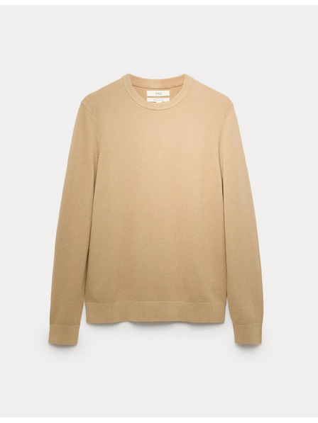 Marks & Spencer Strukturierter Rollkragenpullover aus reiner Baumwolle Marks & Spencer beige