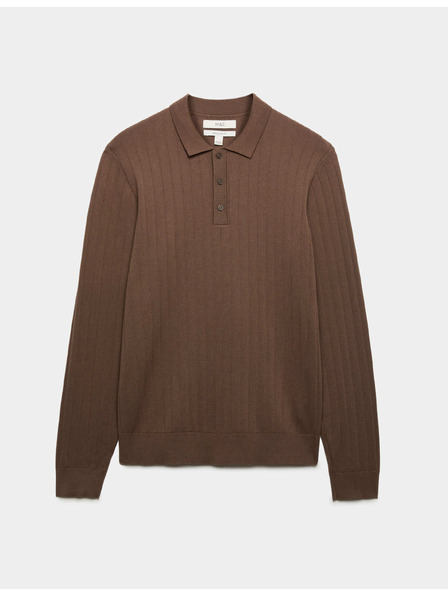 Marks & Spencer Geripptes Herren-Poloshirt aus Baumwollmischung Marks & Spencer braun