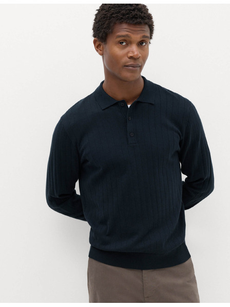 Marks & Spencer Geripptes Herren-Poloshirt aus Baumwollmischung Marks & Spencer Marineblau