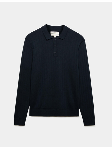 Marks & Spencer Geripptes Herren-Poloshirt aus Baumwollmischung Marks & Spencer Marineblau