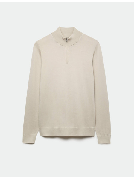 Marks & Spencer Pullover mit Kurzreißverschluss aus reiner extra feiner Merinowolle Marks & Spencer beige