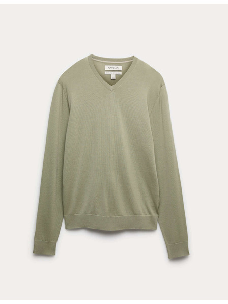 Marks & Spencer Pullover mit V-Ausschnitt aus reiner, außergewöhnlich feiner Merinowolle Marks & Spencer grün