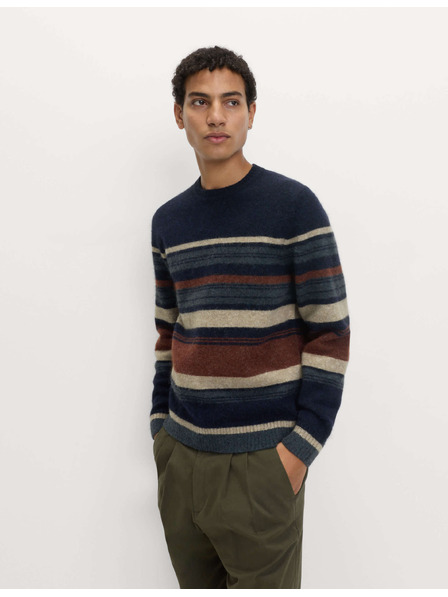 Marks & Spencer Gestreifter Pullover mit Rundhalsausschnitt und Wolle, unscharfer Effekt Marks & Spencer Marineblau