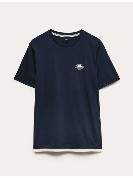 Marks & Spencer Hausober-Teil aus reiner Baumwolle mit Sonnenuntergangs-Grafik Marks & Spencer Marineblau