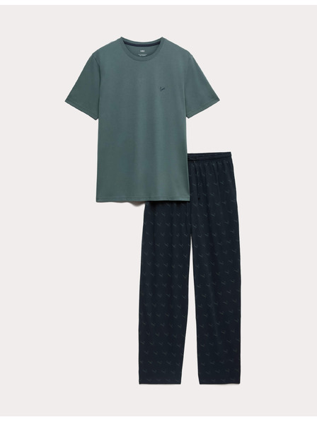 Marks & Spencer Pyjama-Set aus reiner Baumwolle Marks & Spencer grün