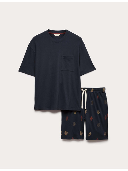 Marks & Spencer Pyjama-Set aus reiner Baumwolle mit Kaktus-Print Marks & Spencer Marineblau