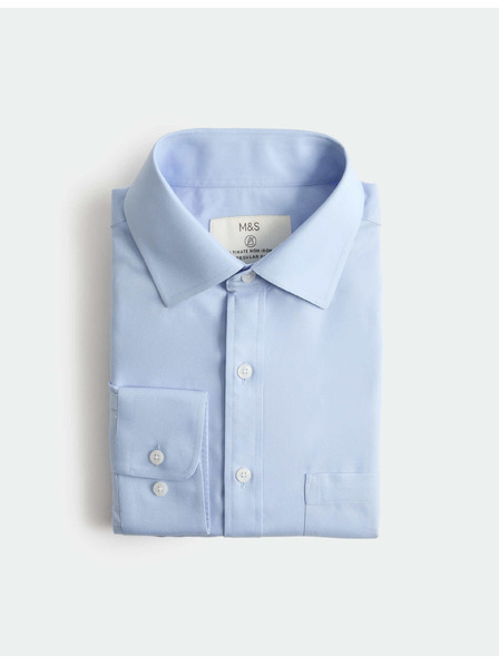 Marks & Spencer Baumwollhemd im klassischen Schnitt mit bügelleichter Ausrüstung von Marks & Spencer, blau