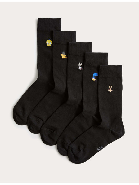 Marks & Spencer Socken mit Looney Tunes™ Motiv, mit hohem Baumwollanteil, 5er Pack Marks & Spencer schwarz