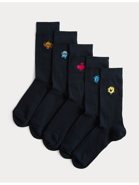 Marks & Spencer 5er Pack gestickte Socken mit hohem Baumwollanteil Marks & Spencer Marineblau