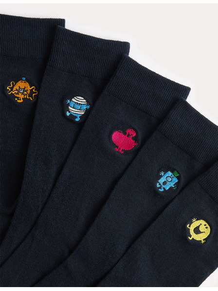 Marks & Spencer 5er Pack gestickte Socken mit hohem Baumwollanteil Marks & Spencer Marineblau