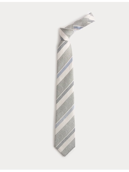 Marks & Spencer Striped pure silk tie Marks & Spencer green