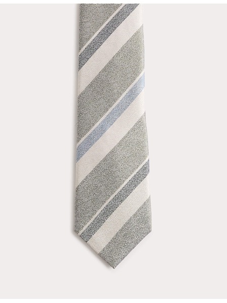 Marks & Spencer Striped pure silk tie Marks & Spencer green