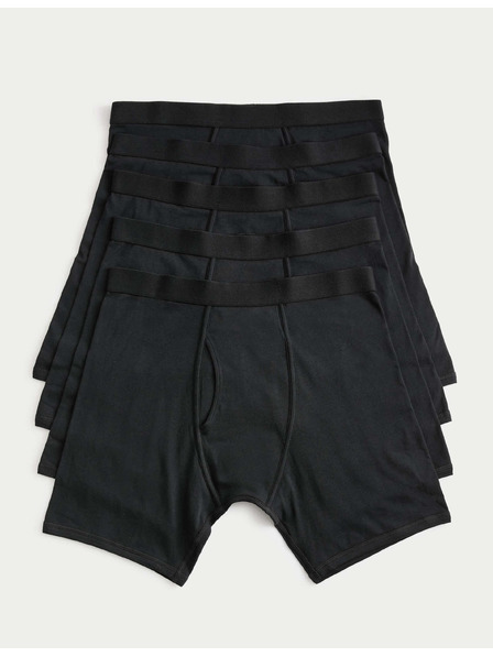 Marks & Spencer Verlängerte elastische Baumwoll-Slip, 5er-Pack Marks & Spencer Schwarz