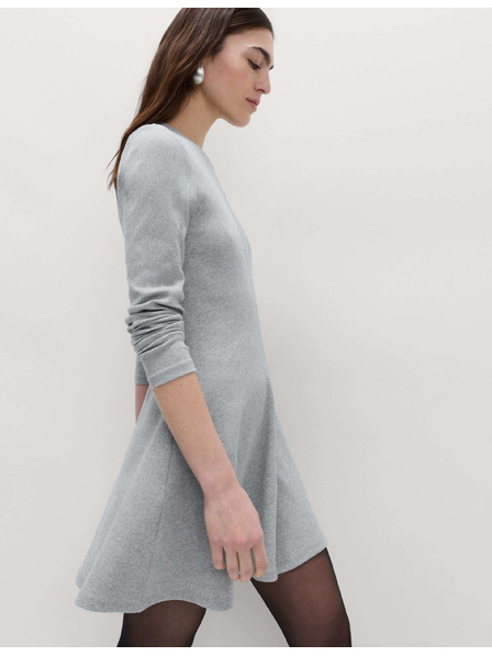 Marks & Spencer Geripptes ausgestelltes Miniatur-Kleid mit hohem Baumwollanteil Marks & Spencer grau