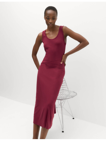 Marks & Spencer Geripptes Midi-Kleid mit Säulenform und hohem Baumwollanteil Marks & Spencer rot