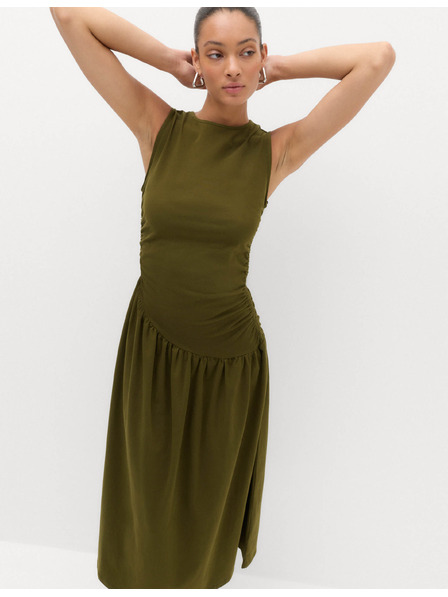 Marks & Spencer Jersey-gerafftes Maxikleid mit gesenktem Taillenbund Marks & Spencer grün