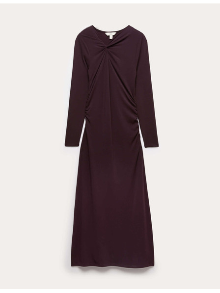 Marks & Spencer Figurbetontes Jersey-Maxikleid mit Knoten und Raffung Marks & Spencer braun