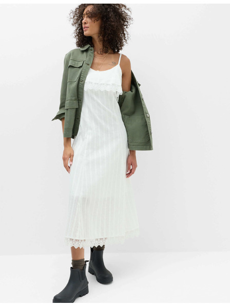 Marks & Spencer Dehnbares Jacquard-Midi-Kleid aus reiner Baumwolle Marks & Spencer weiß