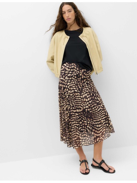 Marks & Spencer Asymmetrischer Midirock mit Tiermuster Marks & Spencer schwarz
