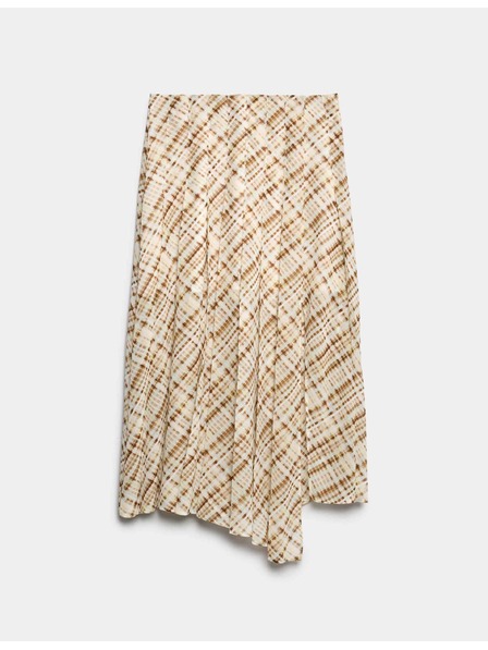 Marks & Spencer Karierter Chiffon-Midirock mit A-Linie Marks & Spencer braun