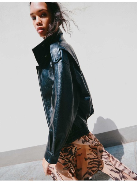 Marks & Spencer Bomber-Jacke aus Kunstleder mit Stehkragen Marks & Spencer schwarz