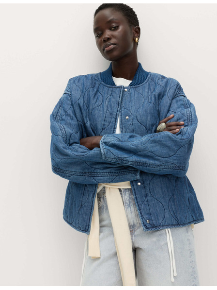 Marks & Spencer Gesteppte Jacke aus reiner Baumwolle mit betontem Bund Marks & Spencer Marineblau