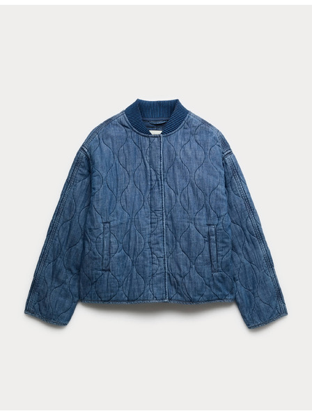 Marks & Spencer Gesteppte Jacke aus reiner Baumwolle mit betontem Bund Marks & Spencer Marineblau