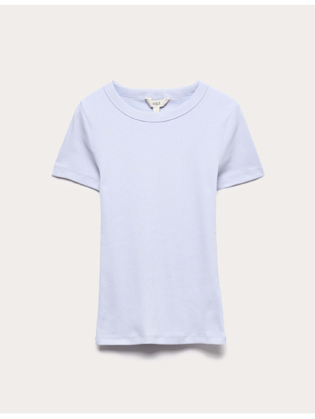 Marks & Spencer Geripptes T-Shirt in schmaler Passform mit hohem Baumwollanteil Marks & Spencer violett