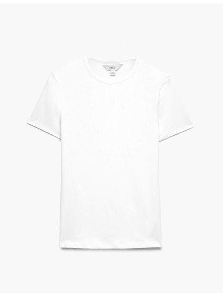 Marks & Spencer Eng sitzendes T-Shirt mit Rundhalsausschnitt Marks & Spencer weiß