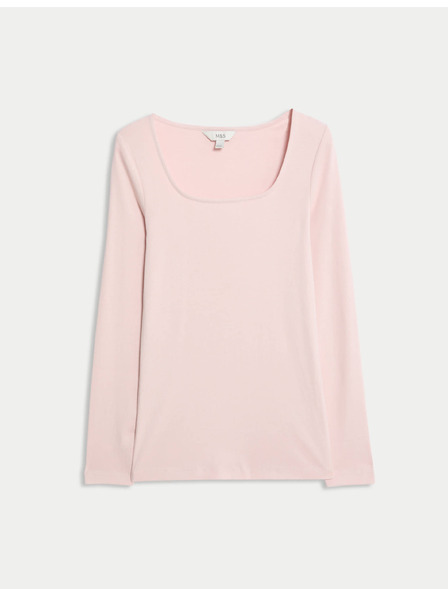 Marks & Spencer Top aus reiner Baumwolle mit eckigem Ausschnitt Marks & Spencer rosa