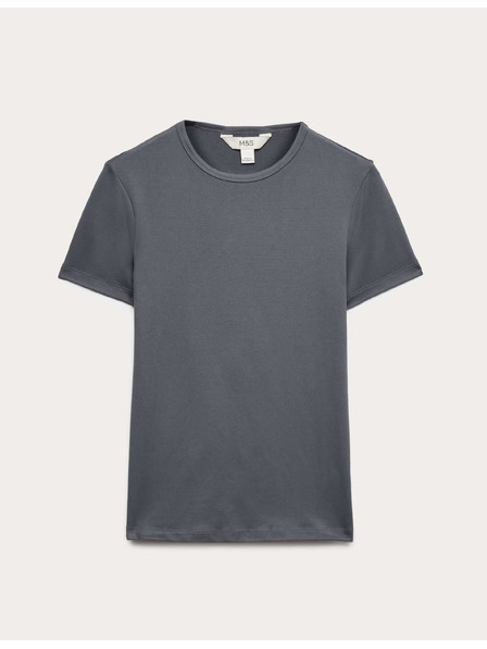 Marks & Spencer Eng sitzendes T-Shirt mit Rundhalsausschnitt Marks & Spencer grau
