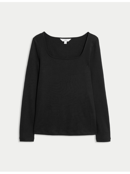 Marks & Spencer Top aus reiner Baumwolle mit eckigem Ausschnitt Marks & Spencer schwarz