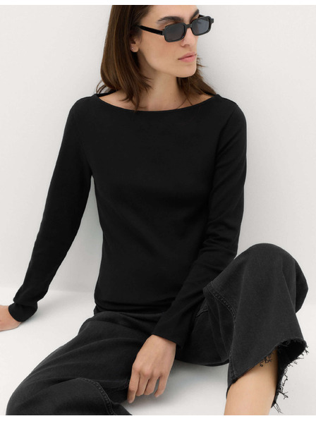 Marks & Spencer Top mit Bootsausschnitt und hohem Baumwollanteil Marks & Spencer schwarz