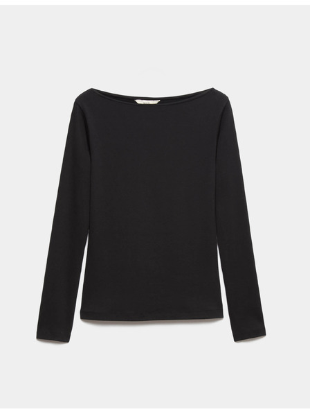 Marks & Spencer Top mit Bootsausschnitt und hohem Baumwollanteil Marks & Spencer schwarz