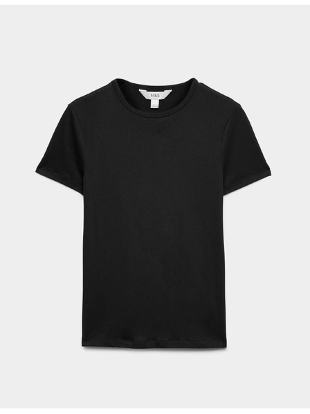 Marks & Spencer Eng sitzendes T-Shirt mit Rundhalsausschnitt Marks & Spencer schwarz
