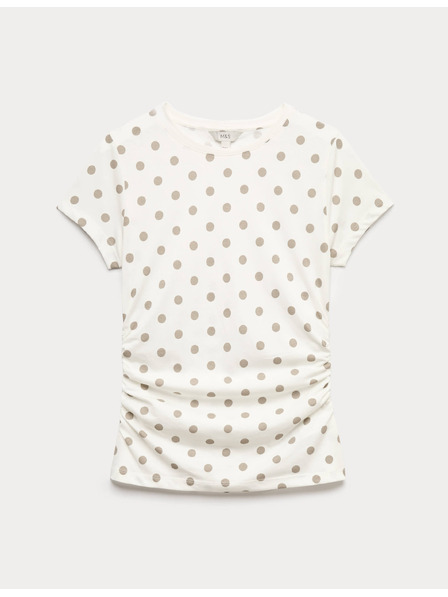 Marks & Spencer Gerafftes T-Shirt in schmaler Passform aus reiner Baumwolle Marks & Spencer creme
