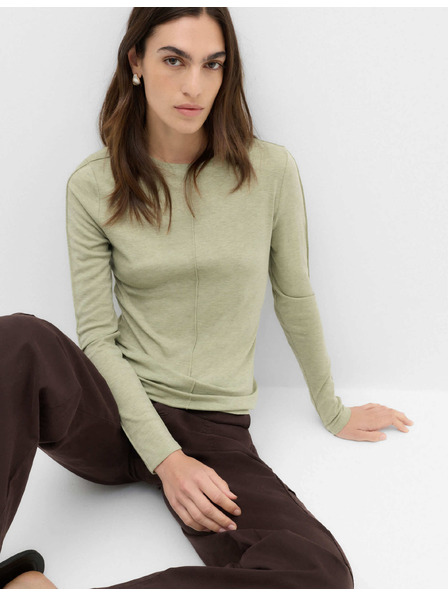 Marks & Spencer Gebügeltes Langarm-Top mit Wolle Marks & Spencer grün
