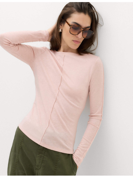 Marks & Spencer Gebügeltes Langarm-Top mit Wolle Marks & Spencer rosa