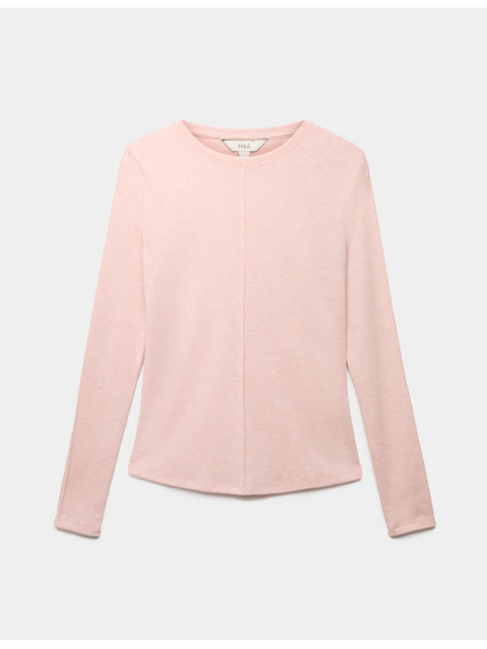 Marks & Spencer Gebügeltes Langarm-Top mit Wolle Marks & Spencer rosa