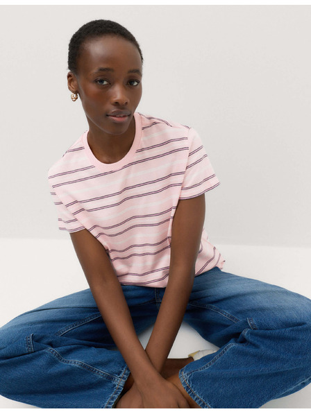 Marks & Spencer Gestreiftes T-Shirt aus reiner Baumwolle Marks & Spencer rosa
